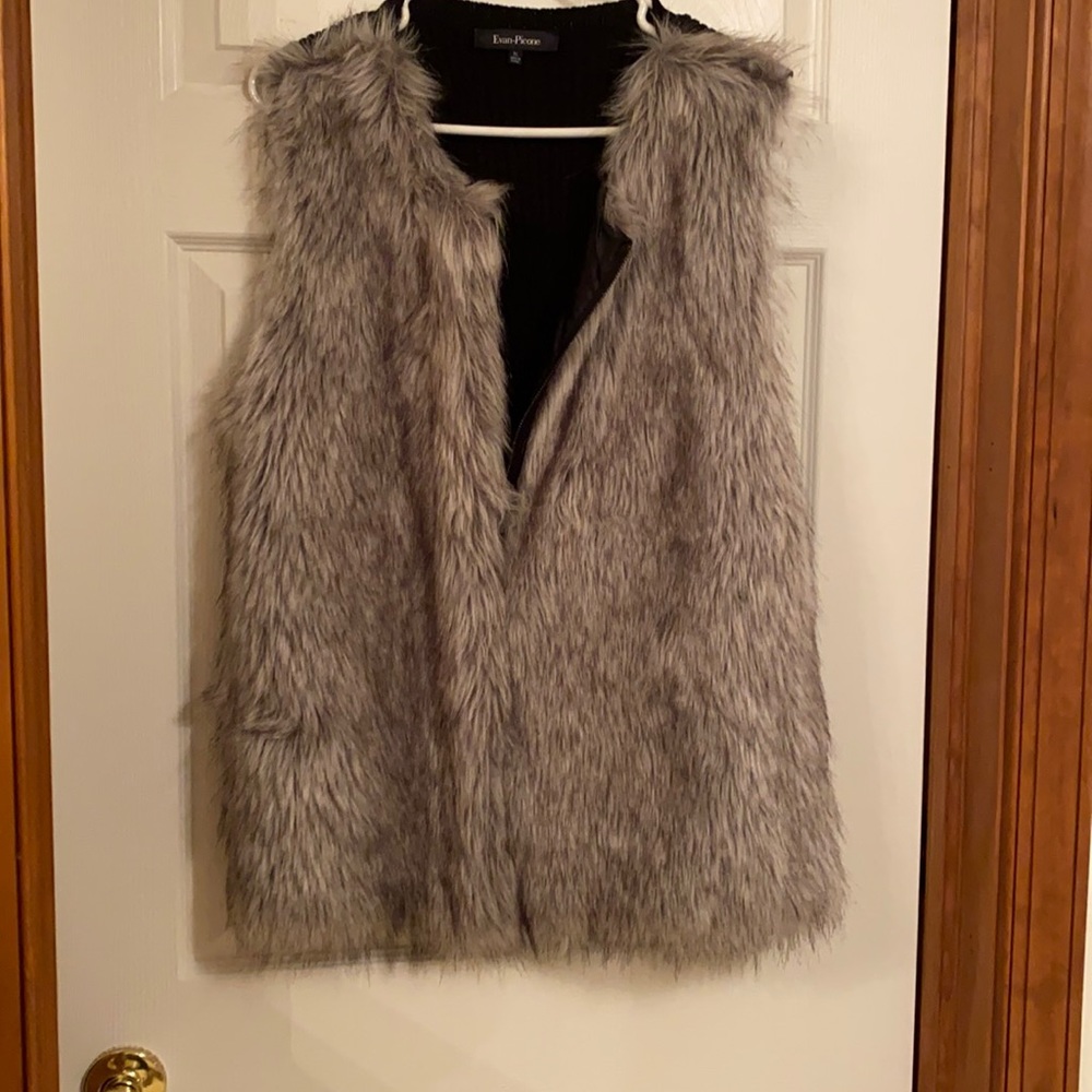 Extra large furry front vest/ Evan pic one